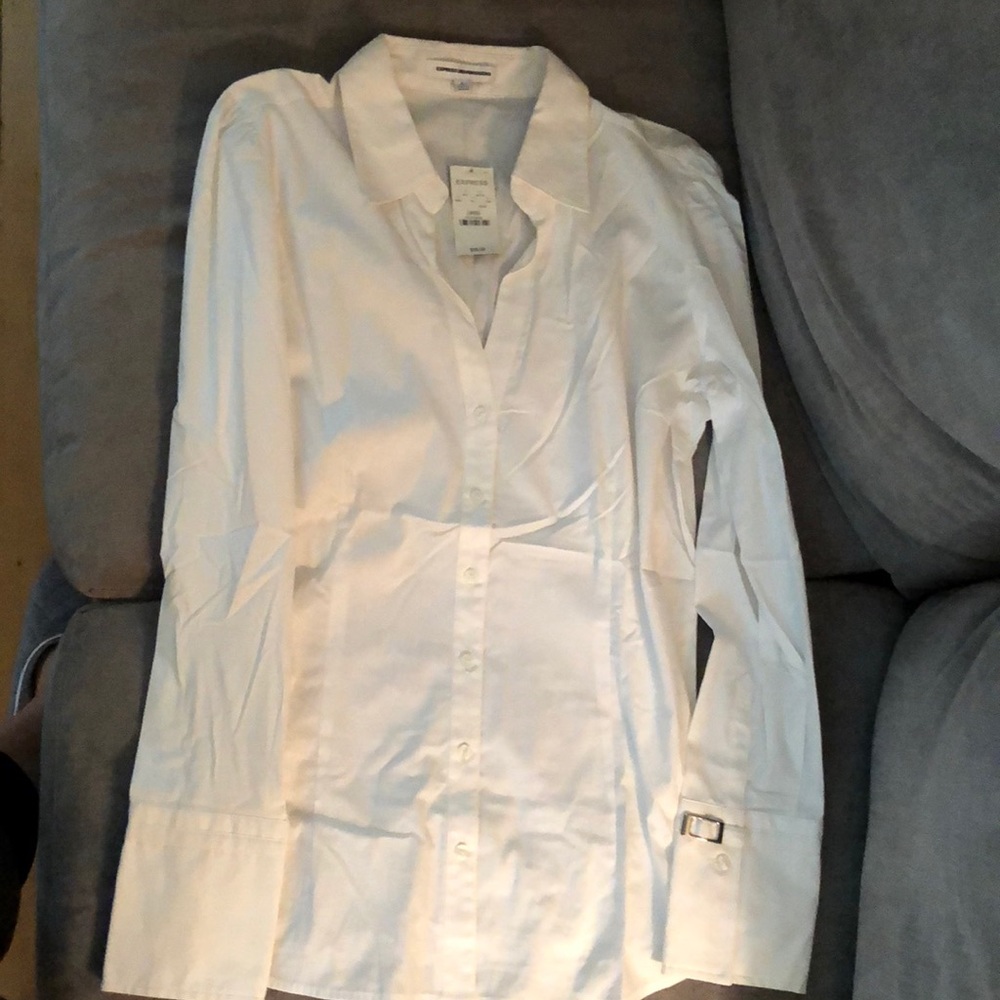 Never worm express white dress shirt size Lg